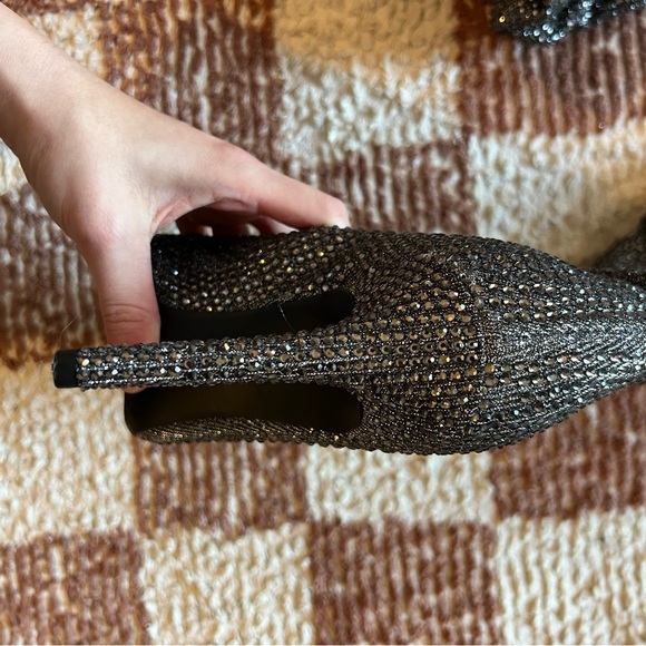 Jessica Simpson Stilletto Heels Pointed Toe Gunmetal Rhinestone Slouch Boots - Picture 3 of 6